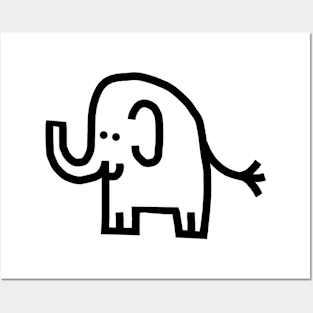 Minimal Animals Line Drawing Elephant Self Portrait Posters and Art